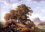 Oehme, Ernst Ferdinand An Autumn Afternoon near Bilin in Bohemia oil on canvas